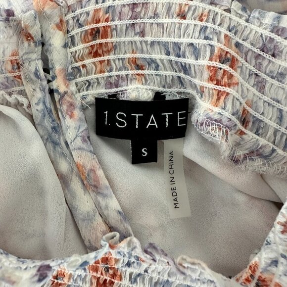 1. State Size S White, Purple & Orange Print Polyester Short Sleeve Dress - Picture 7 of 8